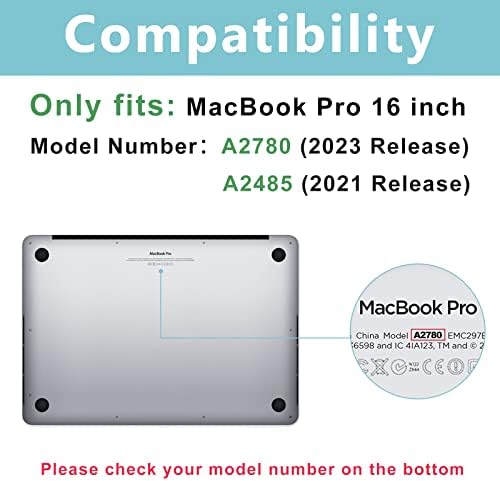 Procase עבור MacBook Pro 16 אינץ '2023 2022 2021 עם מזהה מגע, מארז מעטפת קשה עם כיסוי מקלדת עבור MacBook Pro 16 -Crystal
