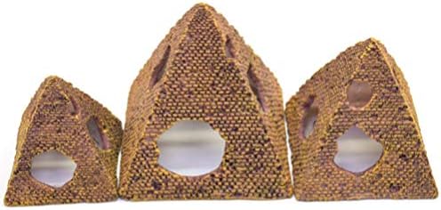 סטובוק אקווריום קישוט טירת דגים קישוט מיכל עומד סלעית פירמידה מצרית מסתיר בית מחבוא עץ מערות. 5 סמ