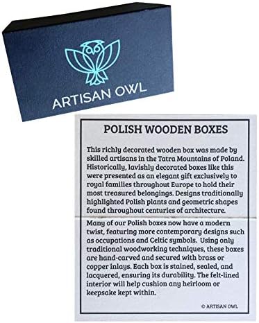 ינשוף מלאכותי פולנית בעבודת יד קופסת עץ רוח סולארית עם צבעים עזים