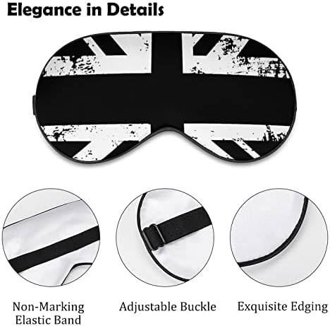 מסכת דגל בריטית לבנה ושחורה מכסה מסכת עיניים רכה מכסה עיוורון אפקטיבי עם רצועה מתכווננת אלסטית