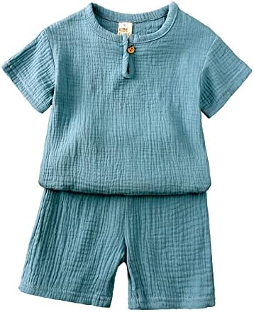 ילדים ילד תינוקת סוודר מוצק שרוול קצר שרוול כותנה סווטשירט חולצת טריקו