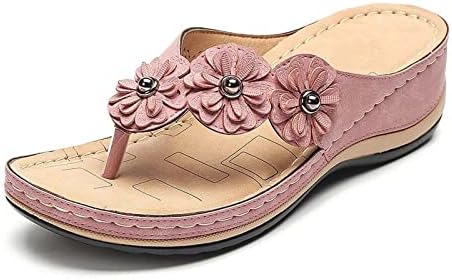 נעלי בית לנשים אופנה פרח טריז חוטיני סנדלי כפכפים קיץ קשת תמיכה אורטופדי שקופיות עבור בנות
