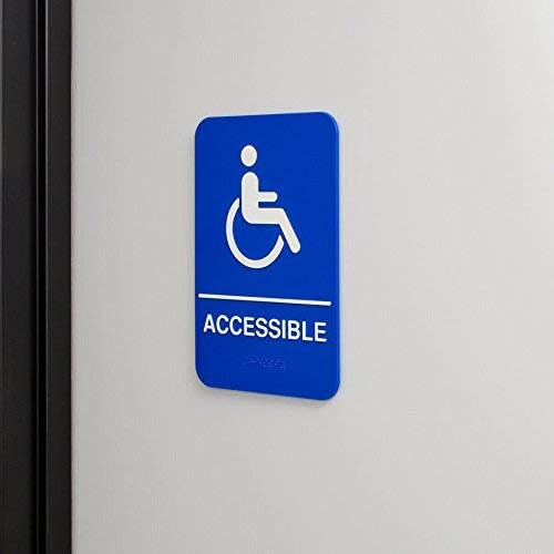 Ada Handicap שלט נגיש עם ברייל - כחול לבן, 9X6 אינץ