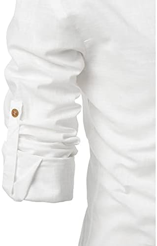 הנלי חולצה לגברים מגולגלת ארוך שרוול חולצות מקרית קומפי רזה בכושר חולצות צוות צוואר כפתור עד חולצות