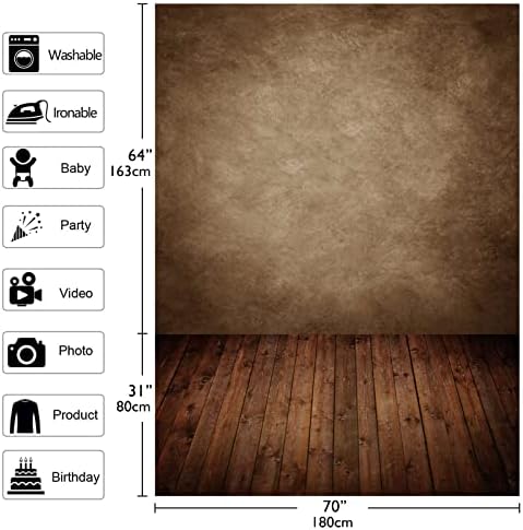 הכלליהנות מבד קיר חום מופשט בגודל 6 על 8 רגל עם רקע תמונה של רצפת עץ לתמונות ילדים מתחת לגיל 3 בלבד