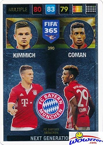 2017 PANINI ADRENALYN XL FIFA 365 כרטיס מרובה 390 כרטיס! FC Bayern Muchen הדור הבא- קימיץ 'וקומאן! מיובא מאירופה! נשלח במטען העליון של