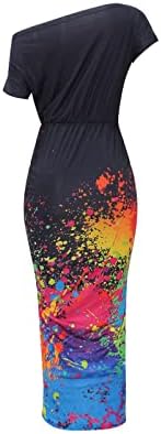 נשים לקשור צבע סדק שמלה כבוי כתף עטוף מול פיצול ארוך שמלת 2023 קיץ מזדמן סקסי בגד גוף שמלה