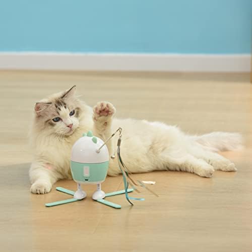 LADUMU טיזר אוטומטי עם 4 תמיכה בחצובה צעצוע לוויה לחתול לכדור טיזר לחיות מחמד מקורה ייחודי לאימוני חשמל לחתלתול