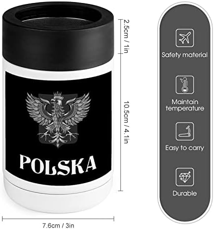 דגל פולין עם נשר פולני כוס קרירה יותר מפלדת אל חלד מבודדת פחית מקררים מכוסה עם מכסים לנשים מתנות גברים
