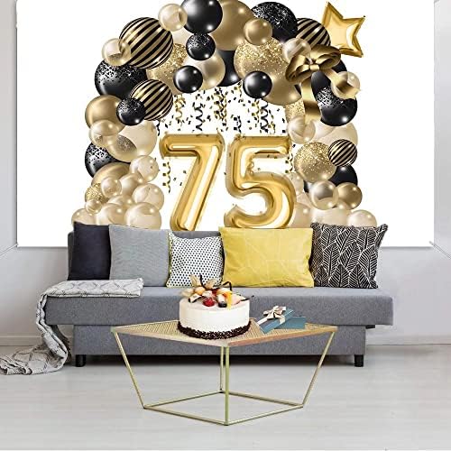 קישוט מסיבת יום הולדת 7 על 5 רגל פוסטר בלון זהב שחור ליום השנה לתא צילום רקע רקע באנר אספקת מסיבת יום הולדת 75 עם-7066