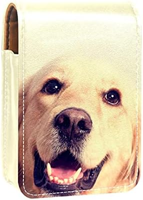 שפתון מקרה עם מראה כלב גולדן רטריבר גלוס מחזיק נייד שפתון אחסון תיבת נסיעות איפור תיק מיני עור קוסמטי פאוץ מחזיק 3 שפתון