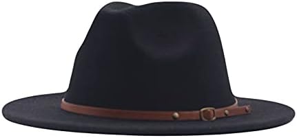 כובע פדורה צמר קלאסי של נשים גברת כובע פנמה רחב שוליים עם אבזם חגורה כובעי פדורה רחבים לגברים נשים