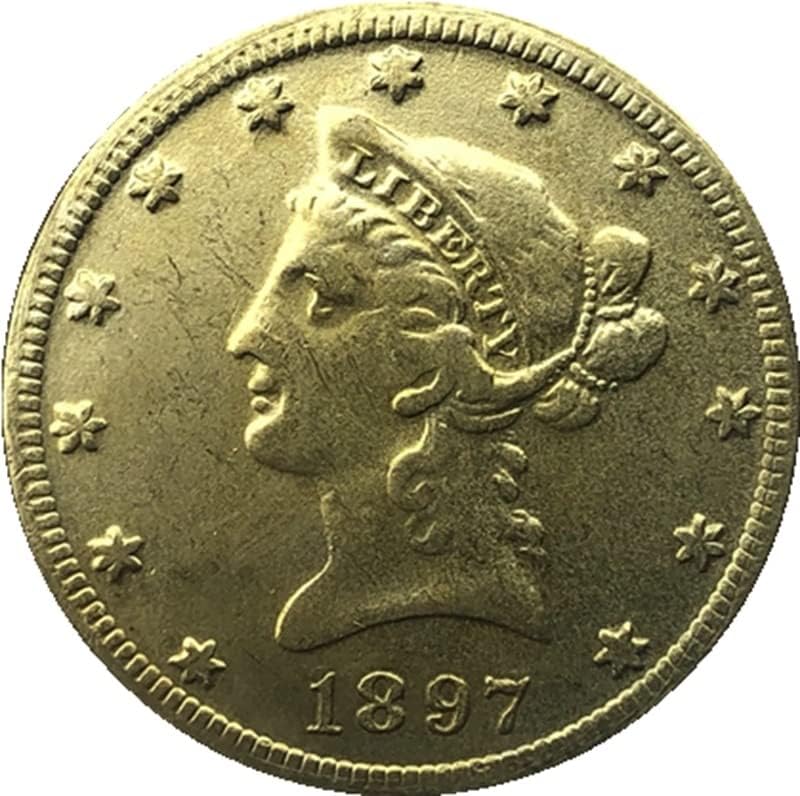 16 תאריכים שונים o גרסה אמריקאית 10 מטבעות זהב פליז מלאכות עתיקות מטבעות זיכרון זרות 27 ממ