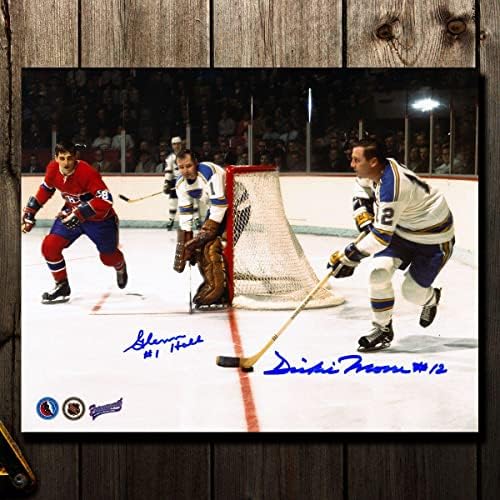 גלן הול ודיקי מור סנט לואיס בלוז חתימה כפולה 8x10 - תמונות NHL עם חתימה