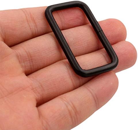 טבעת מלבן מתכת אבזמי רצועת רצועה מרובעת טבעות חגורת חגורה לארנק שקית לא מרותך 1-1/2 x 3/4 אינץ ', שחור, חבילה של 20