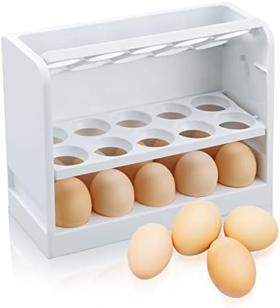 מחזיק ביצה של דוקסילה למקרר, מגש ביצה מתאים לרוב מקרר ביצת סל אחסון ביצה מיכל ביצה מארגן דלת מקרר 60 חוסך שטח ספירה