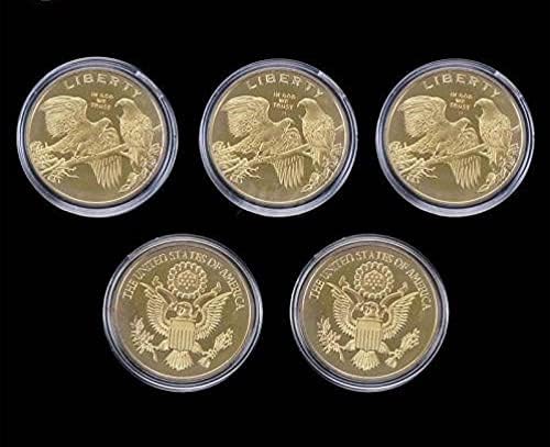 מטבע נשר אמריקאי מצופה זהב 2021 מהדורת אספן מהדורה מוגבלת עם אוסף כיסוי מגן אתגר מטבע מתנה לאמנות