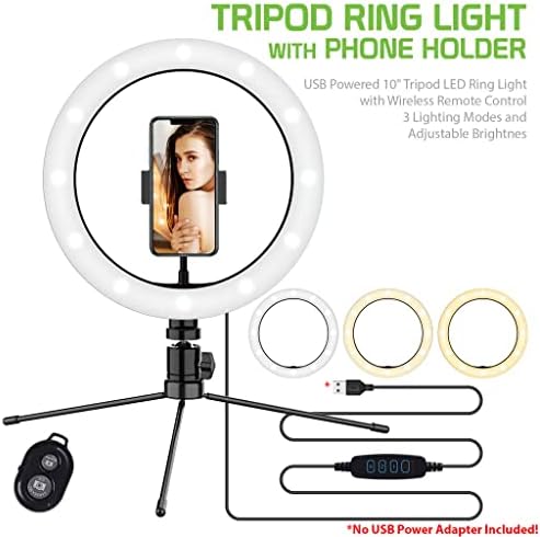 טבעת סלפי בהירה אור תלת צבעוני תואם למייזו מקס4 פרו 16 ג 'יגה-בייט 10 אינץ' עם שלט לשידור חי / איפור/יוטיוב / טיקטוק/וידאו / צילום