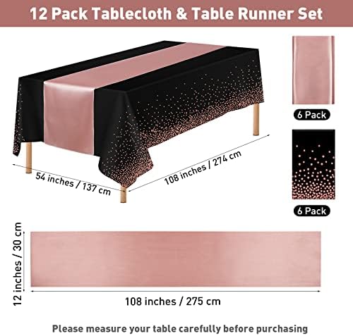 טורסטין 6 חבילה רץ שולחן נצנצים סאטן, 6 חבילות מפות שולחן סט 12x108 אינץ 'רץ שולחן חלק 54x108 אינץ