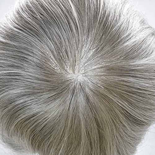 אפור פאה לגברים אירופאי שיער טבעי חתיכה שוויצרי תחרה מול גברים פאה מולבן קשרים טבעי קו שיער אפור לבן שיער החלפת מערכת עבור גברים.