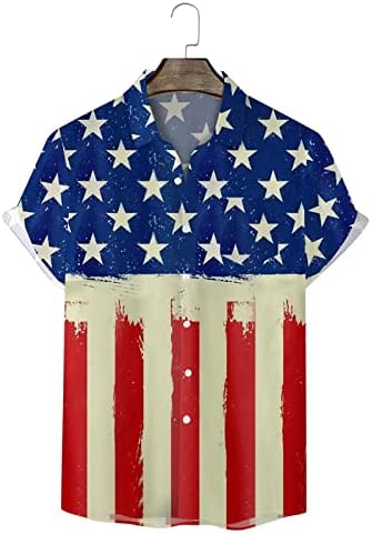 קיץ חולצות עבודה לגברים גברים יום העצמאות דגל 3 ד דפוס דיגיטלי אישית אופנה דש כפתור